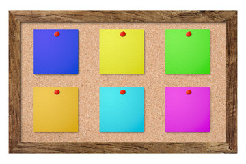Cork board  with sheets of paper for notes. Vector background.