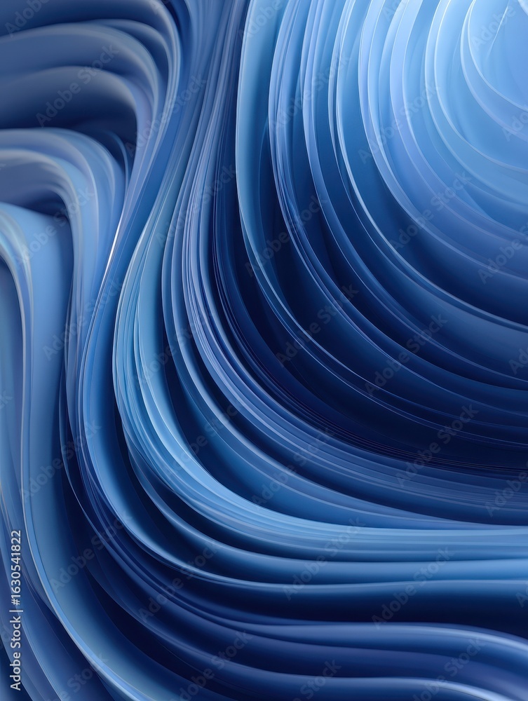 Poster smooth wave pattern in hues of blue representing digital background