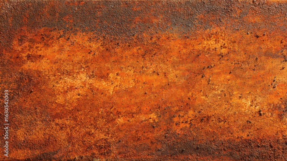 Poster close-up of a rusty metal surface showcasing intricate textures and patterns formed by weathering an