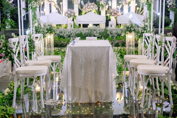 wedding tables, chairs and decorations