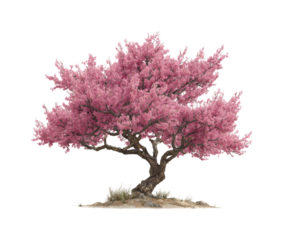 Blossoming cherry tree in spring nature scene on isolated on transparent background, png