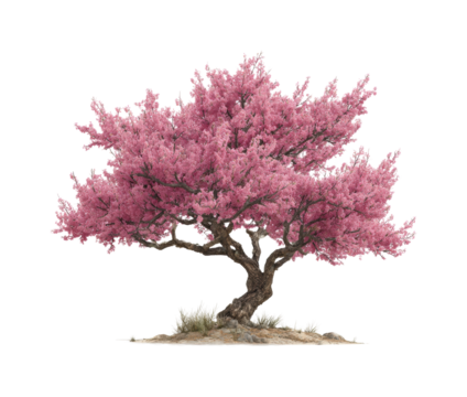 Blossoming cherry tree in spring nature scene on isolated on transparent background, png