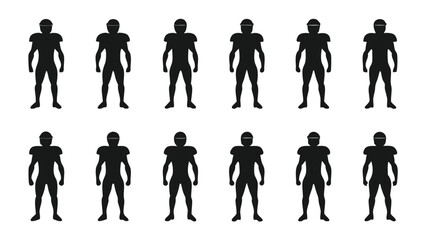 Silhouetted American football players silhouettes black
