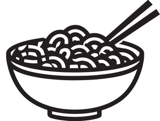 Delicious ramen noodle soup in clean vector lines