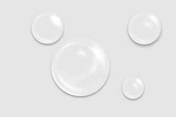 Transparent Soap Bubble Overlay on Light Background, Floating Soap Bubbles on White Background