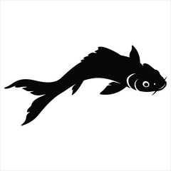  Koi carp fish silhouette vector