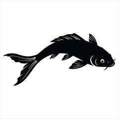  Koi carp fish silhouette vector