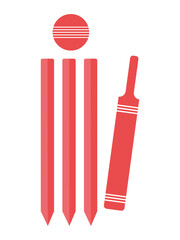 Cricket bat, ball and stumps icon set. Set of cricket Bat and ball silhouette vector, icon. Sport cricket stump vector clip art design. Editable playing cricket game website design.