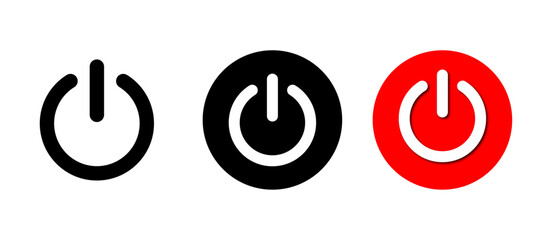 Set of power button on and off icons