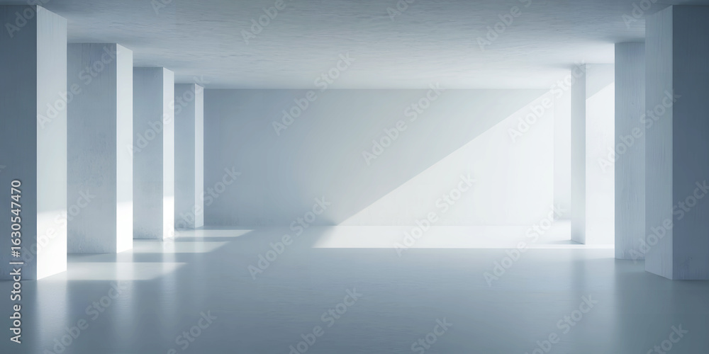 Aufkleber a bright white hallway with columns and light streaming in creating a clean atmosphere look