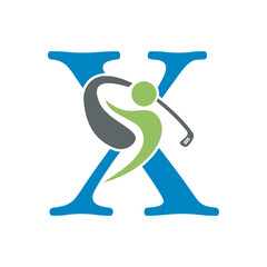 Initial Letter X Golf Logo Design Concept For Hockey Club Symbol