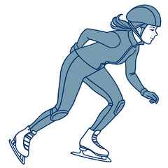 Naklejka premium Female ice skater racing in a dynamic pose on the ice 