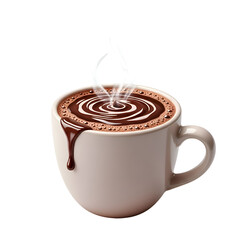 Steaming Cup of Hot Chocolate with Dripping Chocolate.