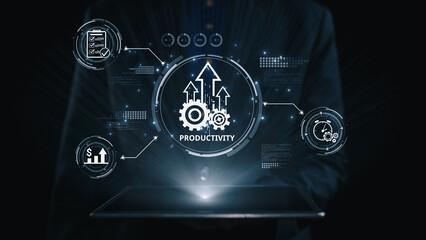 Productivity improvement in digital business, showing productivity tools, productivity tracking,...