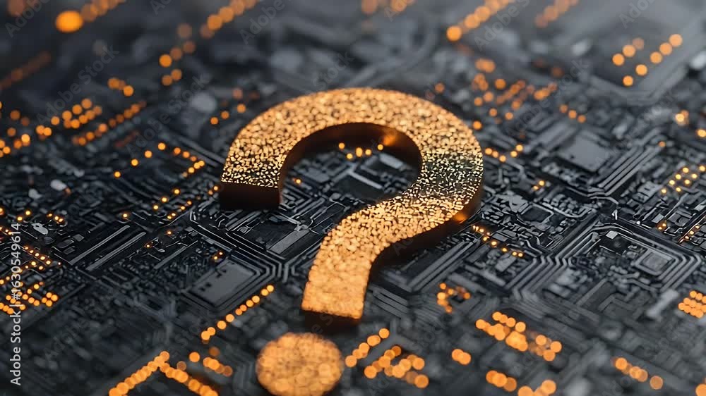 Poster tech enigma: question mark on circuit board