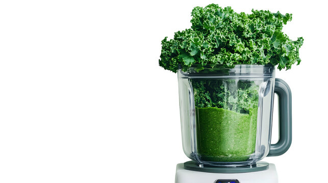 Invigorating green smoothie blended with fresh kale for a healthy lifestyle and vibrant energy isolated on white background 