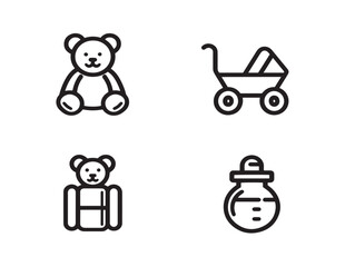 Cute baby related icon set in clean vector