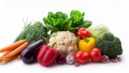Various Fresh Raw Vegetables &ndash; Isolated on White Background, Food Photography