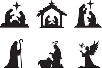 Nativity scene silhouettes for festive Christmas decorations