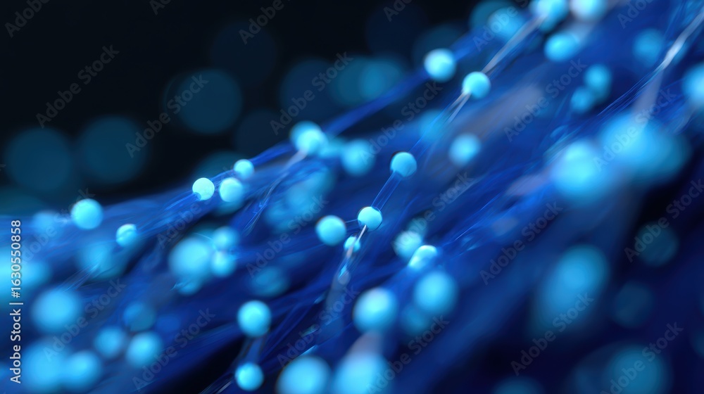 Fototapete abstract background of flowing data streams and interconnected nodes, representing the global digita