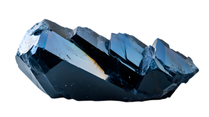 Stunning blue crystal formation gleams with natural brilliance creating a modern abstract aesthetic isolated on white background 