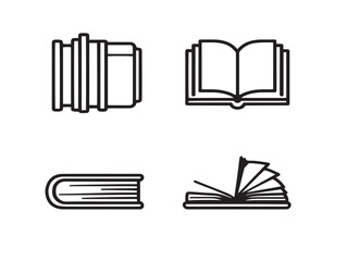 Modern vector line illustrations of assorted book icons