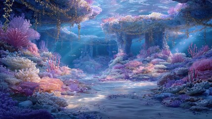 Anime background Mythical underwater kingdom mermaid queens reign supreme pearls littering seabed