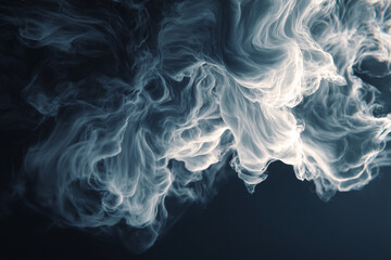 Fototapeta premium A close-up of abstract, swirling smoke or vapor patterns creating a ethereal, temporary continent outline against a dark background.