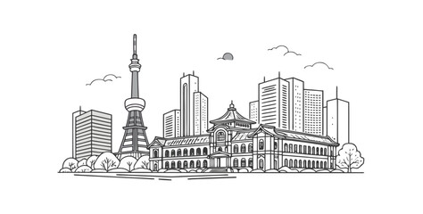 Obraz premium vector illustration of the city