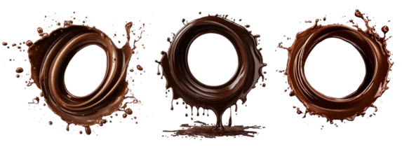Chocolate splash on transparent background, cut