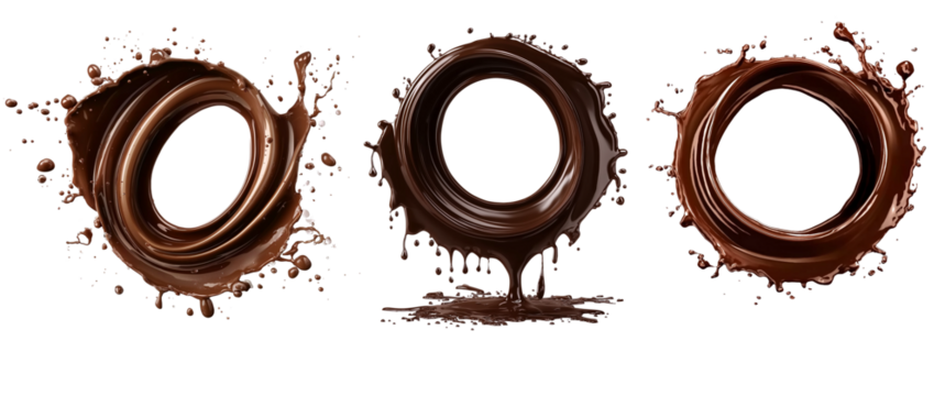 Chocolate splash on transparent background, cut