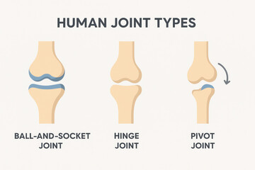 Human Joint Types: Ball-and-Socket, Hinge, and Pivot Illustration