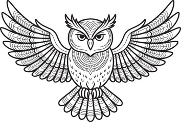 flying owl with big eyes line art illustration stock photos royalty free premium quality