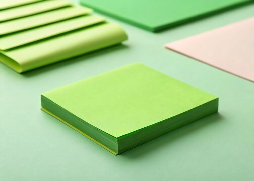 green sticky note pad soft background sticky notes green office stationery flat