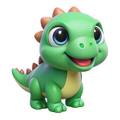 Fototapeta premium 3d illustration of adorable green baby dinosaur with big blue eyes and a friendly smile rendered as a 3d illustration isolated on transparent background