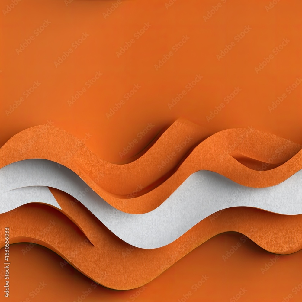 Poster bright orange gradient background features smooth curves and soft waves, offering a visually calming
