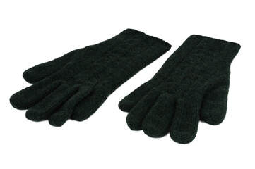 Woolen gloves isolated on a white background. Female accessory.