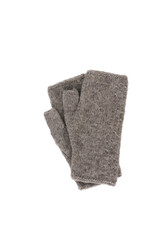 Woolen knitted mittens isolated on white background. Clipping path included. Women's accessory.