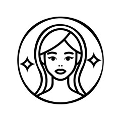 Facial Beauty Icon Representing Smooth Skin and Healthy Glow with Sparkles