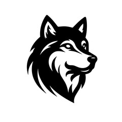 Naklejka premium Clean black and white silhouette vector of a wolf muzzle on white background
