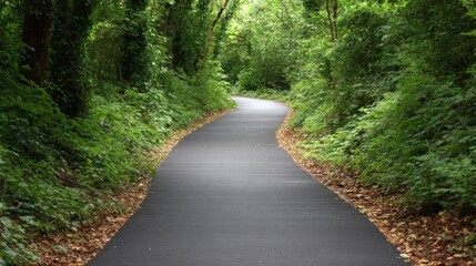 Obraz premium A serene winding path through lush greenery, inviting exploration and tranquility in nature.