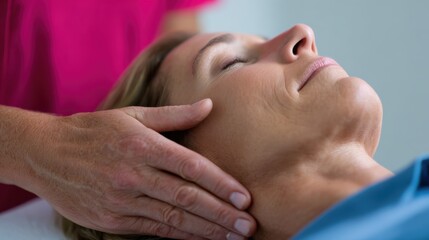 Wellness coach guiding a client through a progressive muscle relaxation exercise, stress management. Techniques, calm.