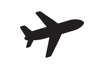 Obraz premium Airplane icon silhouette vector with white background