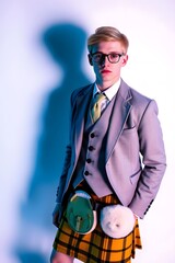 Scottish Culture and Heritage: Portrait of a Man in a Tartan Kilt