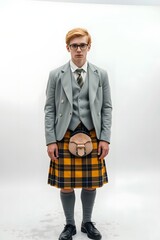 Scottish Culture and Heritage: Portrait of a Man in a Tartan Kilt