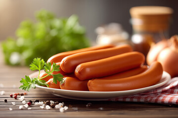 Fresh sausages with parsley and spice