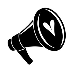 Stylized Megaphone with Heart Symbol Communicating a Message of Love and Advocacy