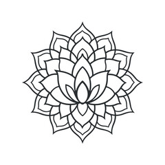 mandala flower vector, Simple line art, mandala silhouette, Patterns, artwork, Henna, Mehndi, tattoo, decoration, Decorative ornament, Coloring book, Vector illustration,  vibrant, printing, abstract,
