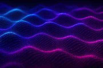 Naklejka premium Abstract Wavy Particle Background with Blue and Pink Gradient - Illustration