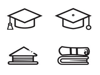 Clean vector designs of graduation cap illustrations